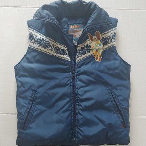 Antler Women's Down Vest Insulated Norwegian Style Aztec Southwest BLUE Small